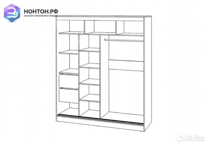 Шкаф-купе Элегант-1 сандал светлый