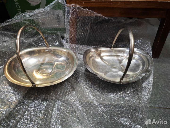 Конфетница Фруктоаница 84 проба серебро. 2 шт