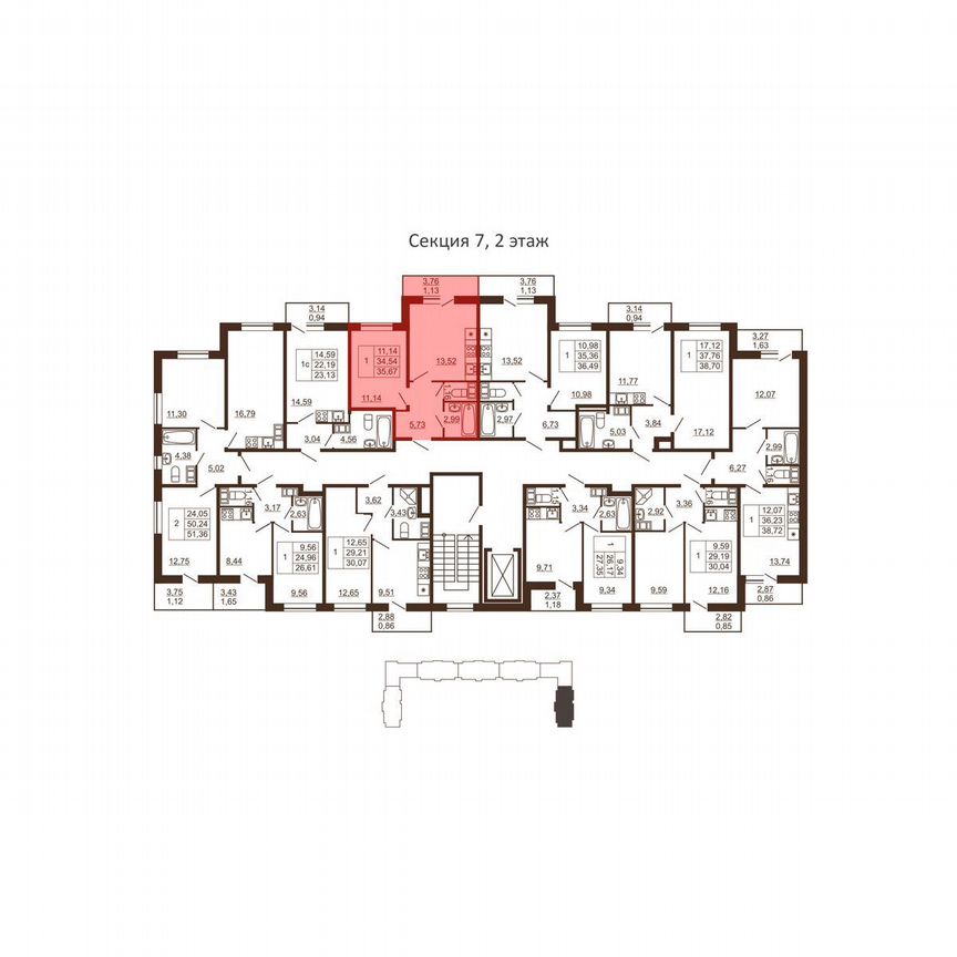 1-к. квартира, 35,7 м², 2/6 эт.