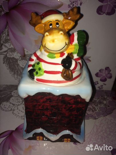 Шкатулка/сахарница керамическая новогодняя