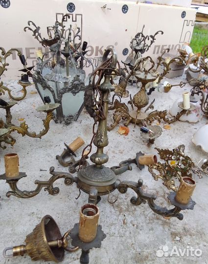 Старые бронзовые люстры СССР