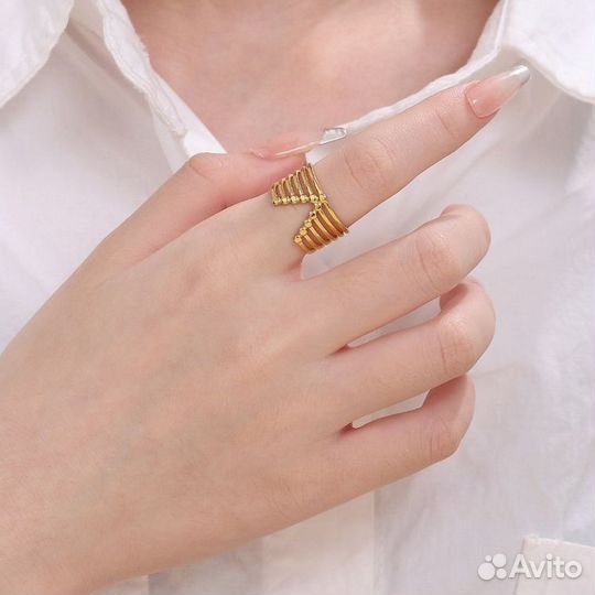 Кольцо медицинская сталь с напылением золотом