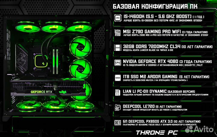 Игровой пк 14600K/ RTX 4080/ 32гб DDR5 7200 MHz