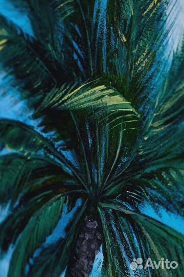 Картина акрилом пейзаж с пальмой