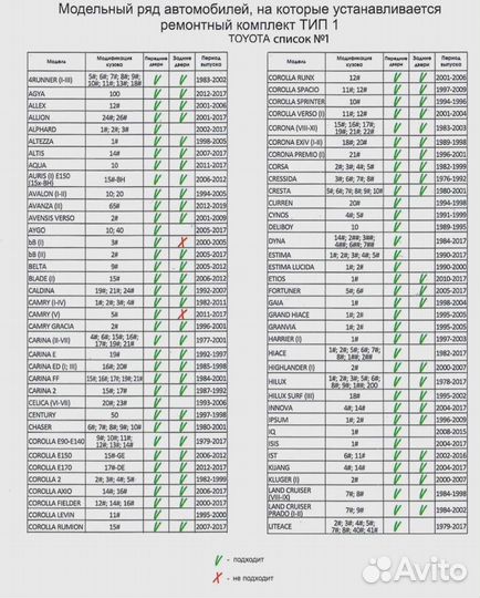 Ремкомплект ограничителей дверей Toyota/Lexus