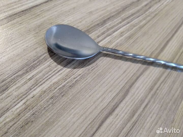 Барная ложка для коктейлей металлическая