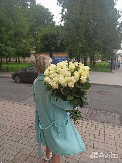 Высокие розы 40-100см.Букет 51 Эквадор.Гигант розы