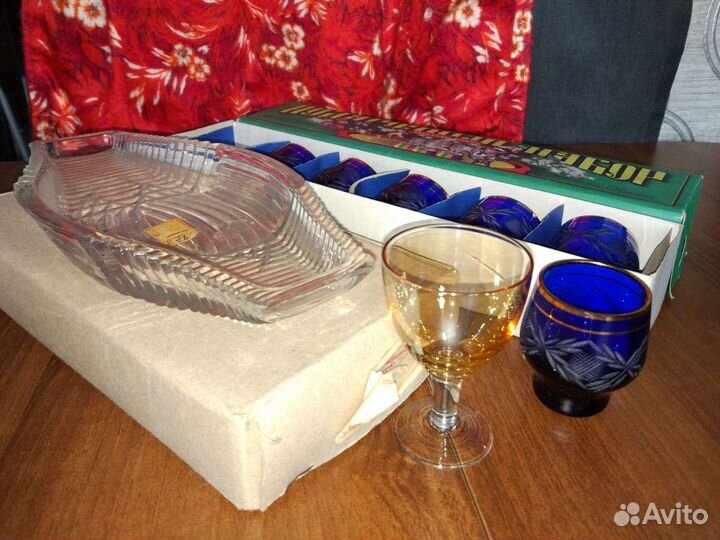 Посуда СССР рюмки вазы сахарница кобальтовое