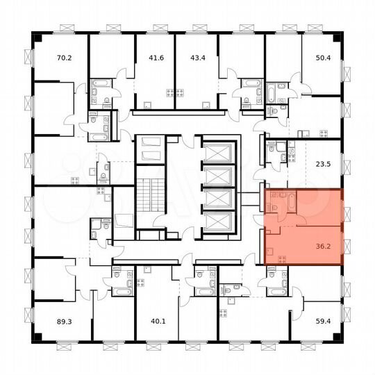 1-к. квартира, 36,2 м², 27/33 эт.