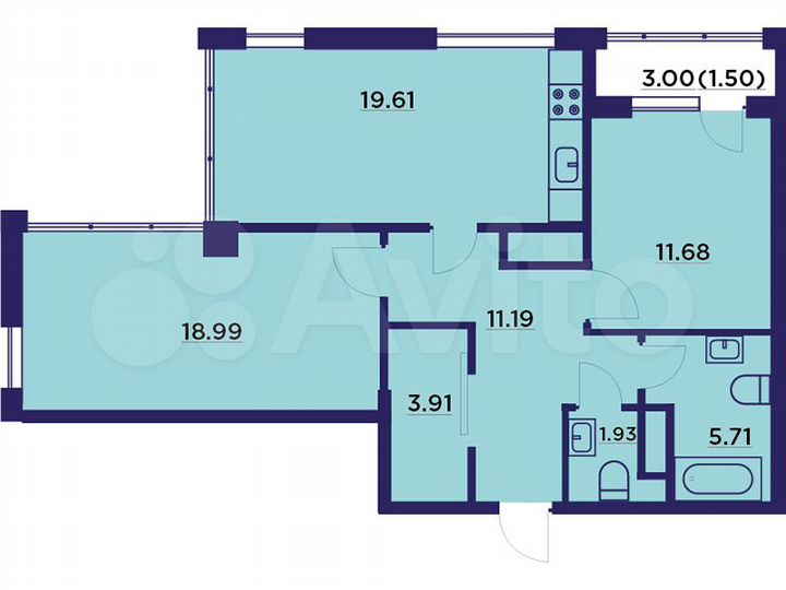 2-к. квартира, 77,6 м², 7/18 эт.