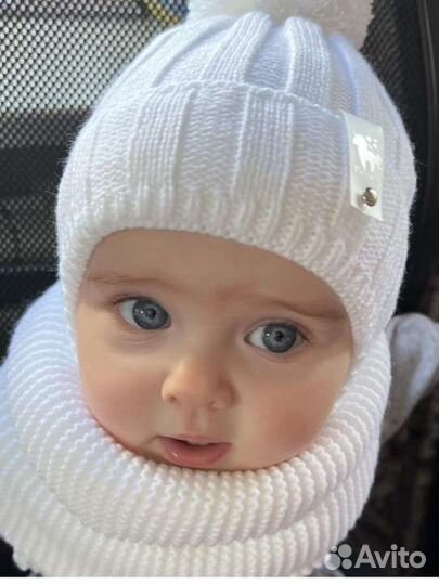 Демисезонные шапка и снуд размер 41-44