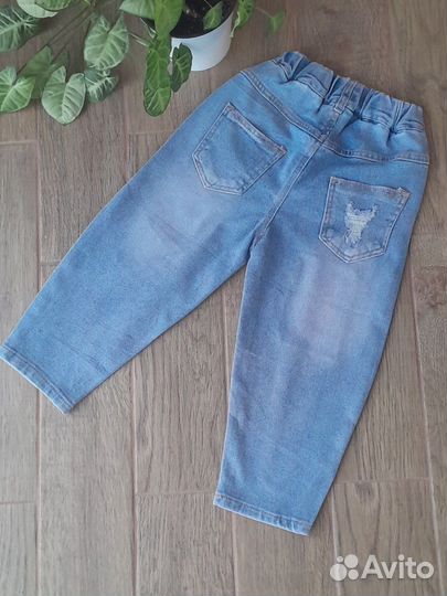 Джинсы детские на резинке, летние, новые
