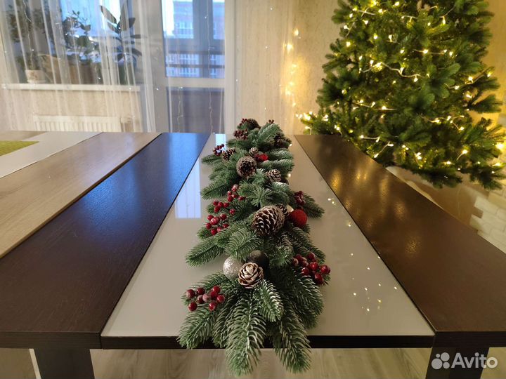 Гирлянда новогодняя из голубой ели искусственная