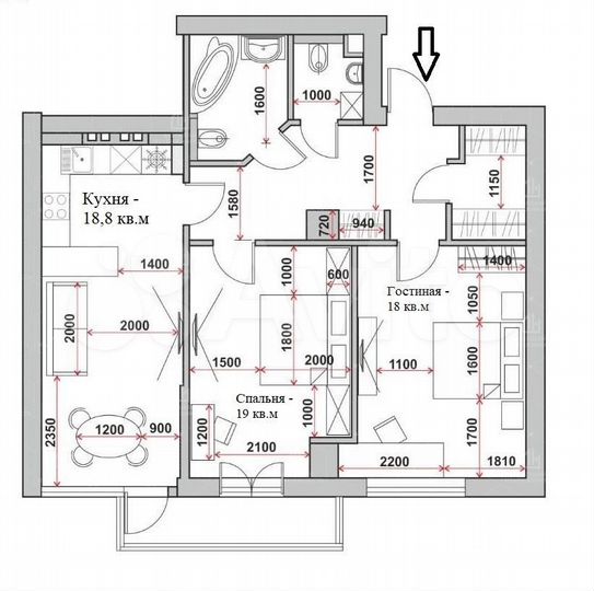 2-к. квартира, 85 м², 6/21 эт.