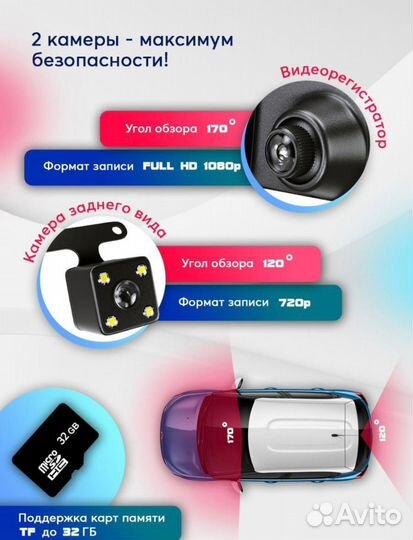 Зеркало-видеорегистратор с камерой заднего вида