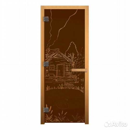 Дверь для Бани стекло Бронза Матовая 