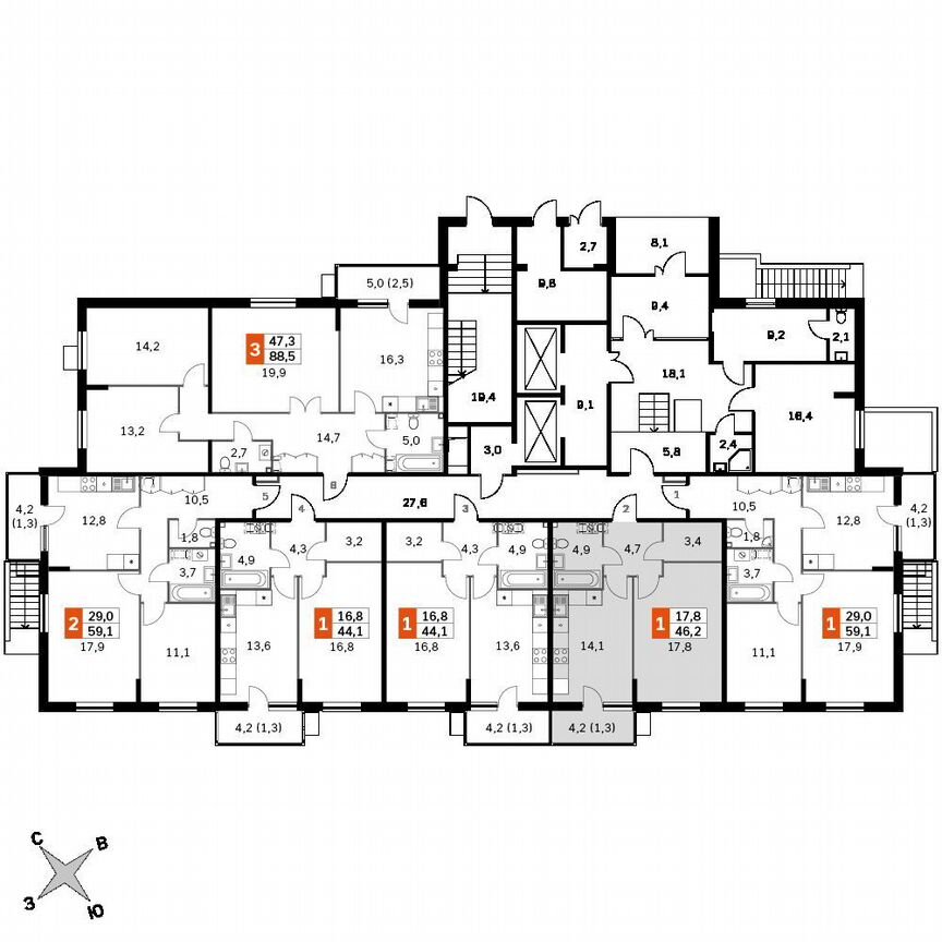 1-к. квартира, 44,9 м², 1/22 эт.