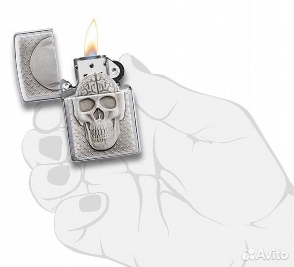 Зажигалка Zippo 29818 Skull with Brain Surprise