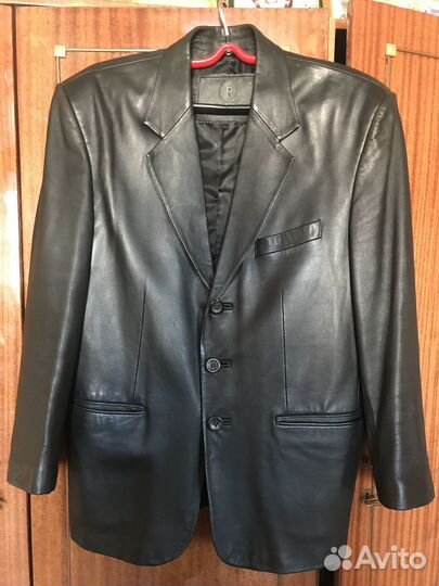Кожаный пиджак мужской 52 54