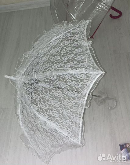 Не применяли Зонт свадебный и прозрачный зонтик