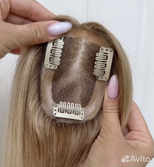 Теменная накладка из натуральных европейских волос