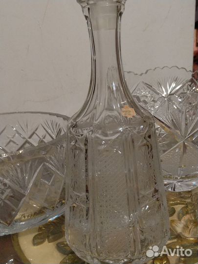 Графин, вазы, хрусталь, Чехословакия, подвески