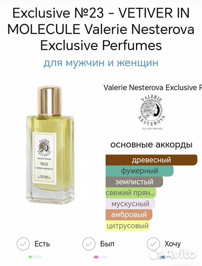 Парфюм Valerie Nesterova vetiver in molecule 3 мл