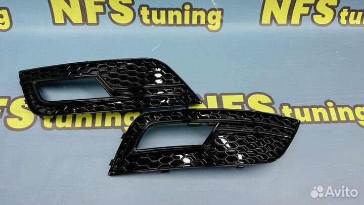 Решетки под птф для Audi A4 RS4 B8.5 LCI черные