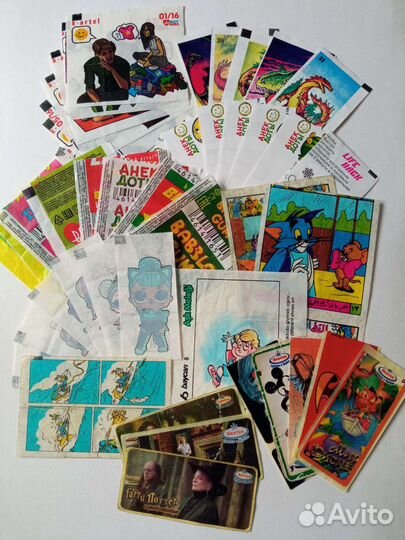 Вкладыши наклейки переводилки обёртки от жвачки