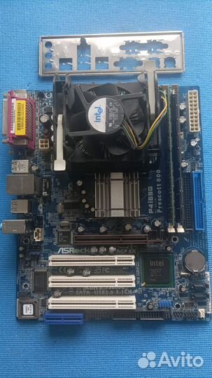 Мат.плата ASRock P4i65G (s478) +процессор+память