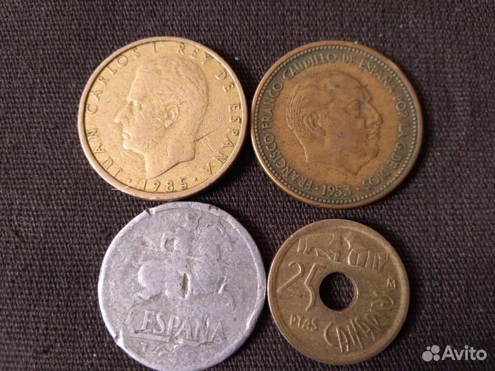 Испания, 4 монеты 1940-1994