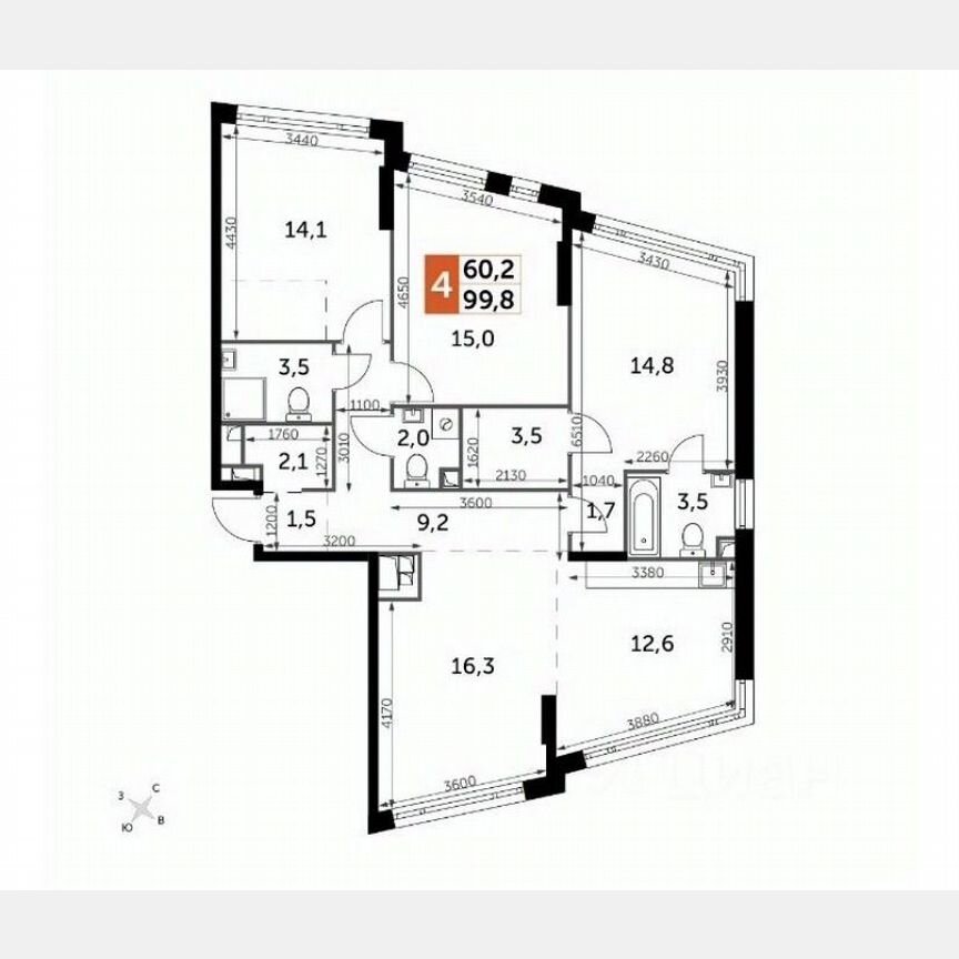 4-к. квартира, 99,8 м², 24/29 эт.