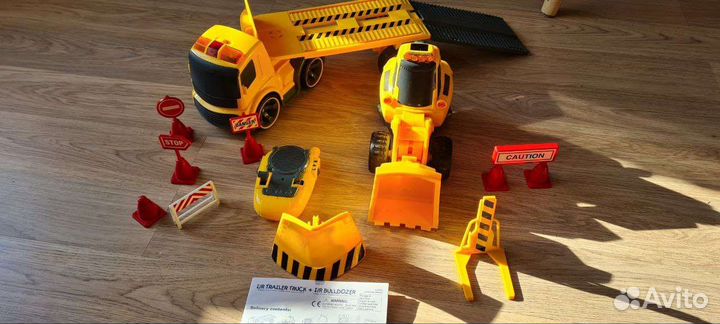 Машинки бульдозер и трейлер трак р/у