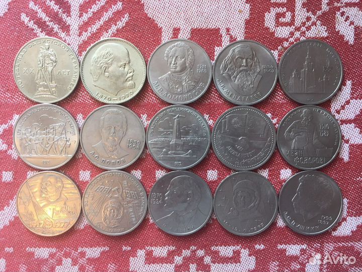 Юбилейные монеты СССР номиналом 1 рубль