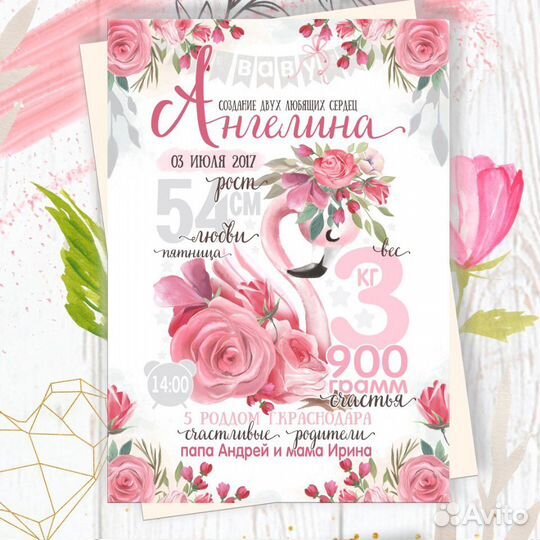 Метрика подарок для новорожденного