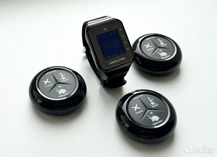 Кнопка вызова кальянщика Премиум и часы пейджер