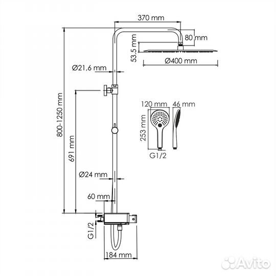 Душевая система wasserkraft A113.117.155.CH Thermo