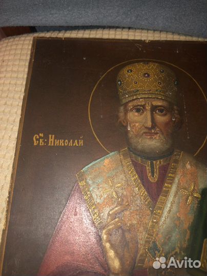Старинная икона Николай Чудотворец