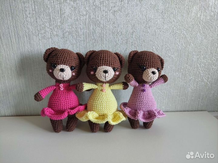 Вязаная игрушка медвежонок зайчик котик