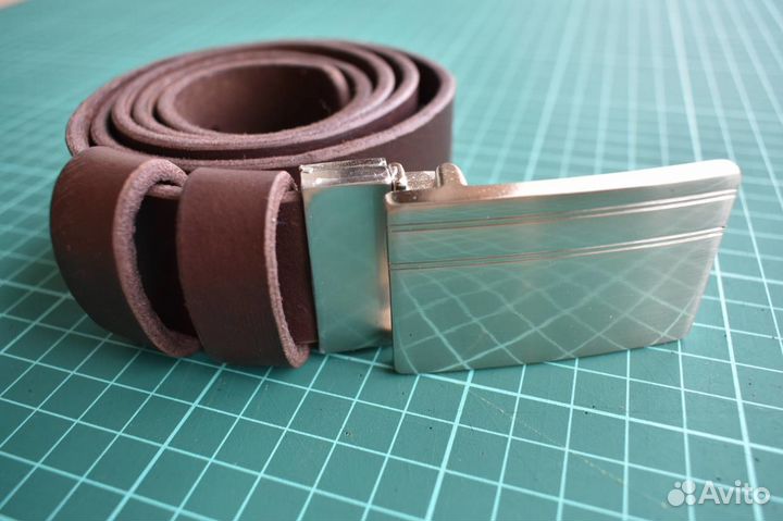 Ремень т.коричневый пряжка сталь. Ручная работа