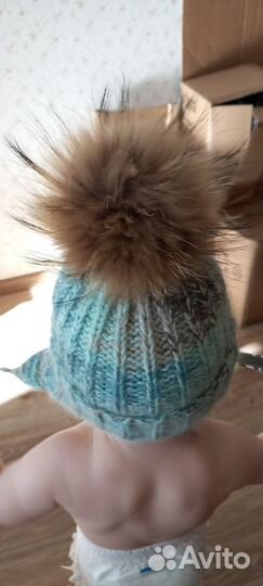 Детская вязаная шапка р-р 6-12 м