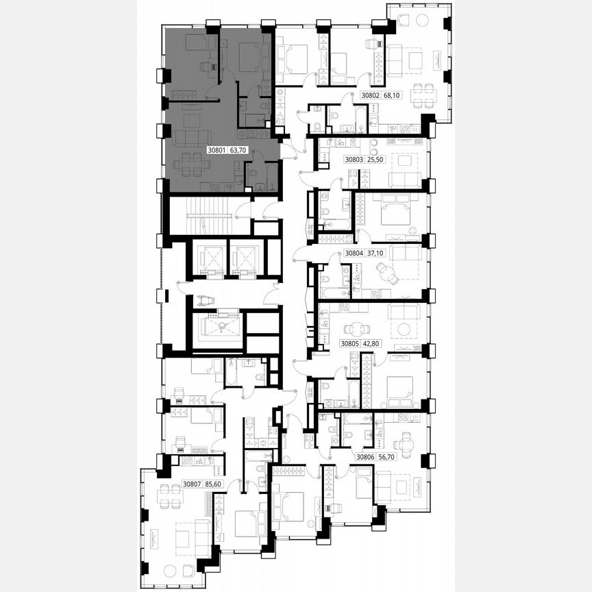 2-к. квартира, 63,7 м², 8/28 эт.