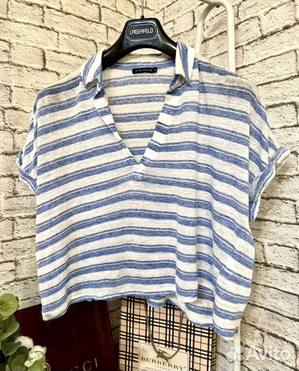 Поло футболка льняная женская