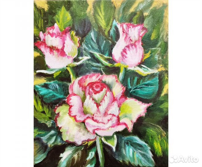 Картина маслом с розами 