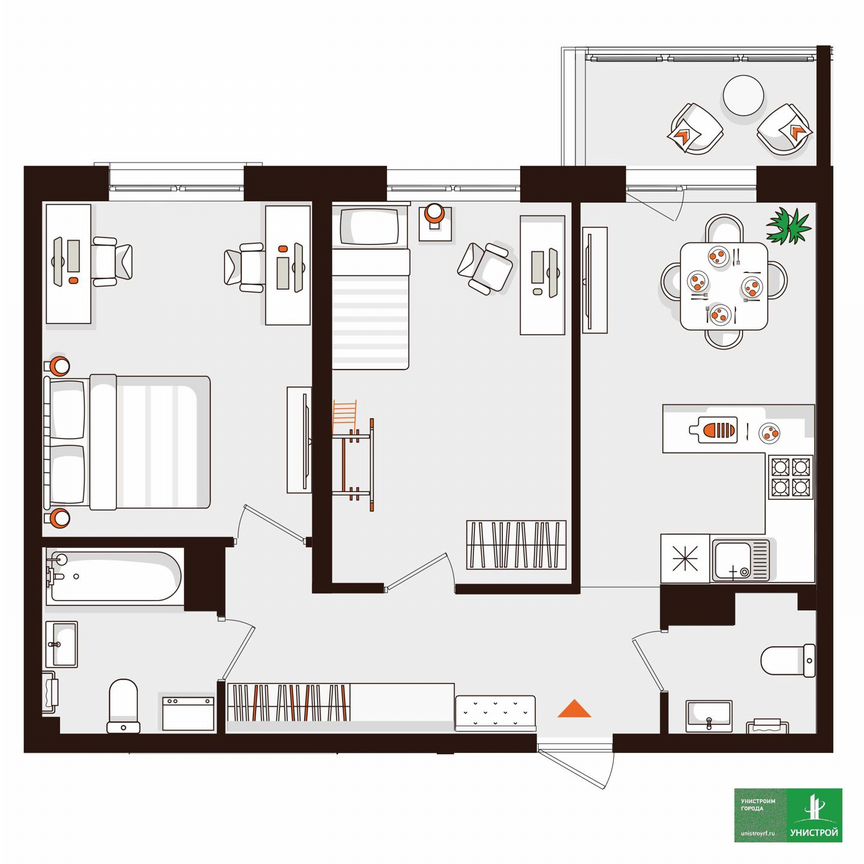 2-к. квартира, 59,9 м², 2/5 эт.