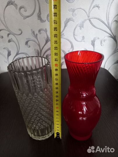 Вазы. Хрустальная и рубиновое стекло. СССР