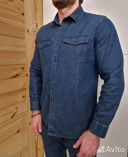 Рубашка мужская джинсовая новая L XL 52