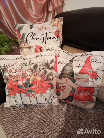 Наволочка декоративная новогодняя подарки