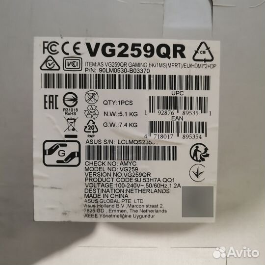 Монитор Asus tuf gaming VG259QR
