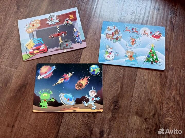 Пазлы деревянные 3 набора